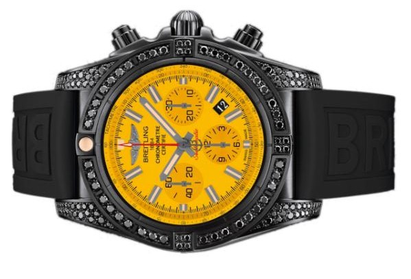 The male fake watch has black strap.