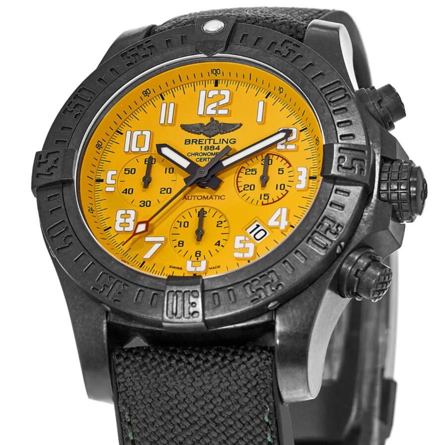 The yellow dial fake watch has Arabic numerals.
