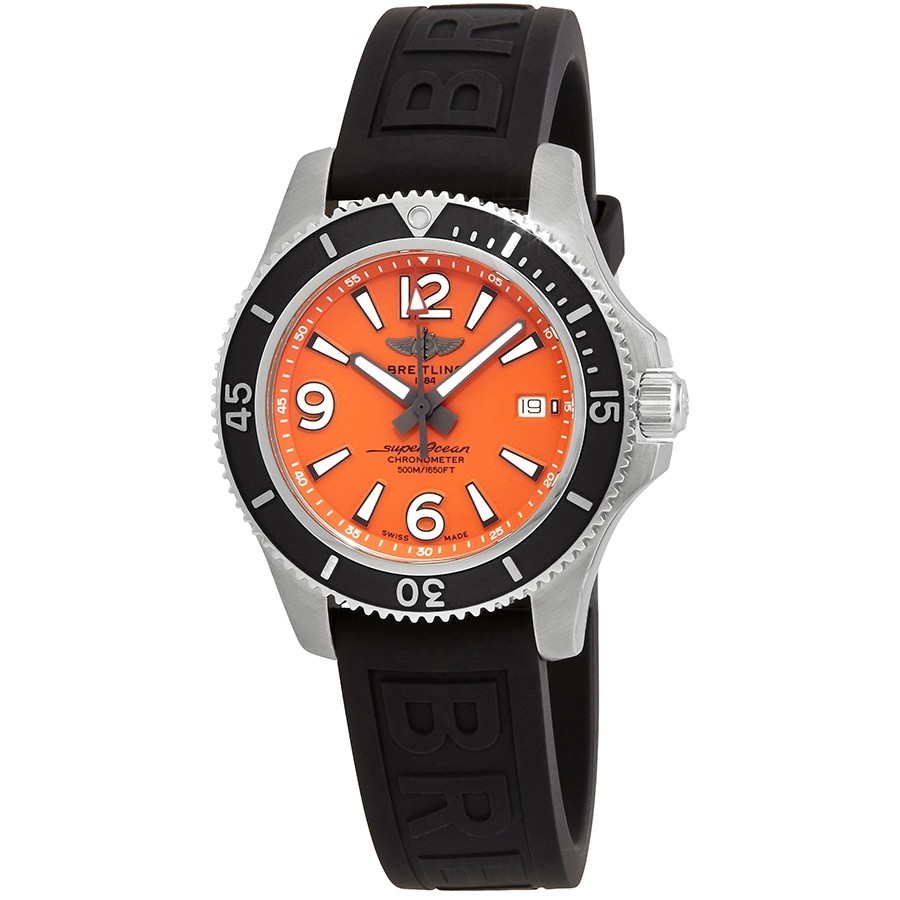 The stainless steel fake watch has a black strap.